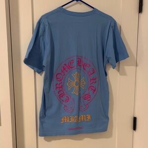 Chrome Hearts Miami Exclusive Blue Tee with Pink and Orange Horseshoe